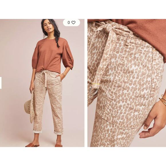 NEW‎ Anthropologie The Wanderer Leopard/Animal Print Utility Pants Sz 28 - Picture 2 of 8